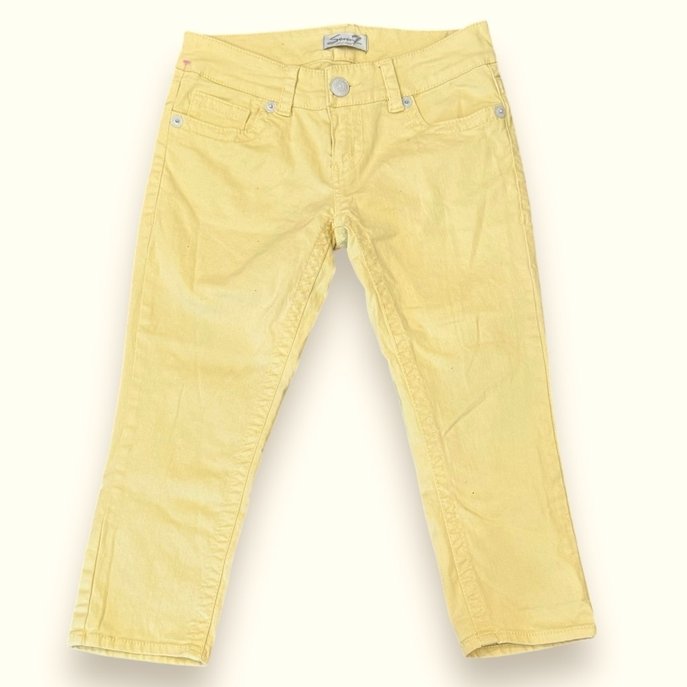 Seven7 Size 2 Sunny Yellow Mid-Rise Denim 5 Pocket Cropped Jeans Cotton/Spandex